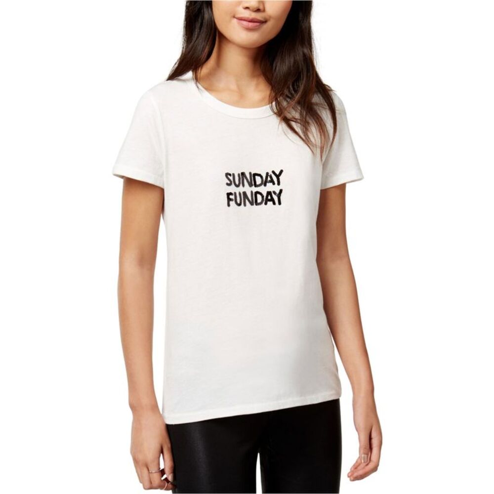 Bow & Drape Womens Juniors Sunday Funday Sequined Embellished T-Shirt, NWT